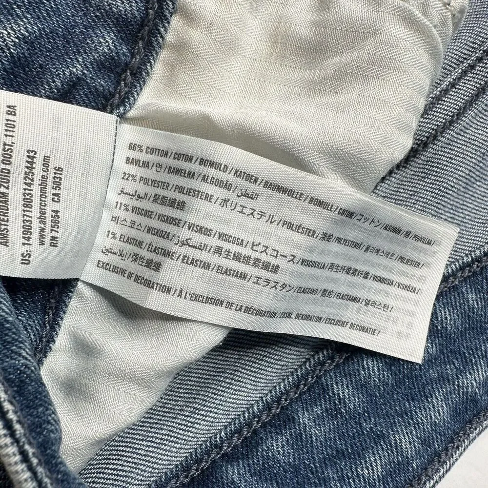 Abercrombie Fitch Shorts 27/4 Harper Lowrise Midi Denim Blue Jean Cuffed Fray
